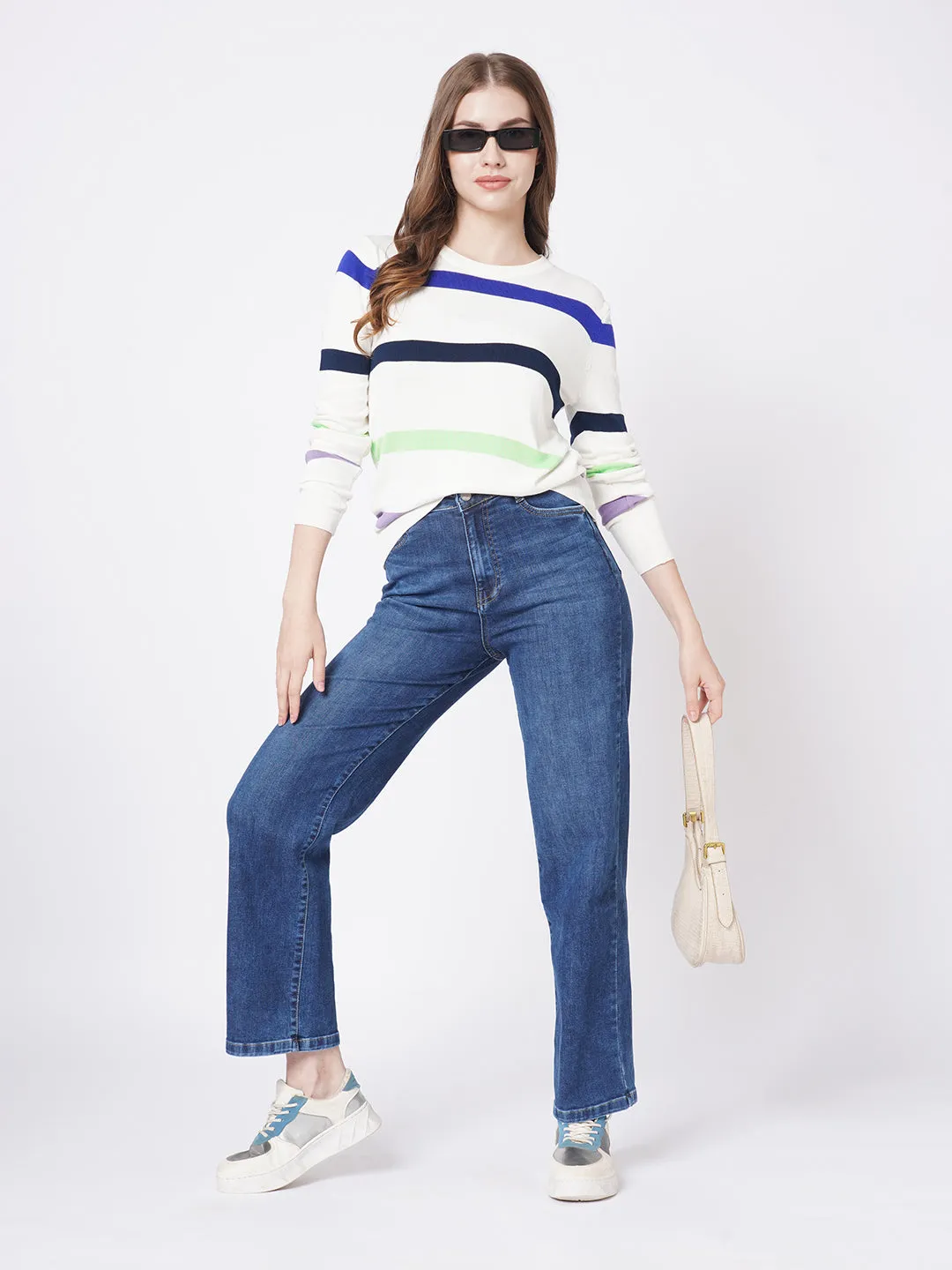 Women Slim Fit White Regular T-Shirt