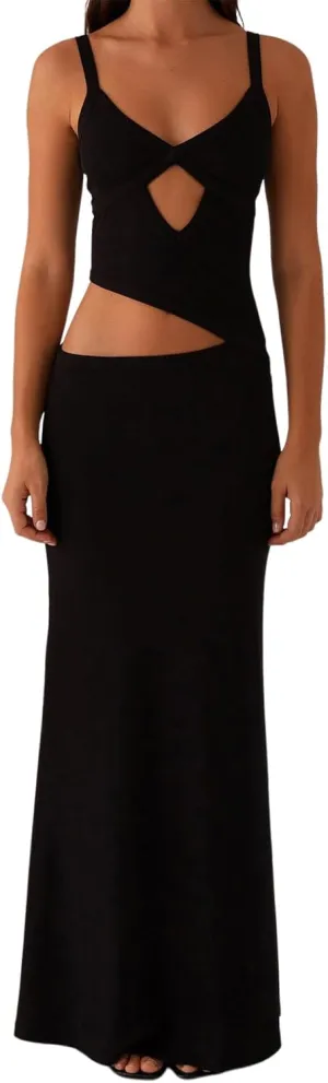 Women Spaghetti Strap Cut Out Maxi Dress Sleeveless V-Neck Backless Hollow Dress Elegant Bodycon Cocktail Dresses