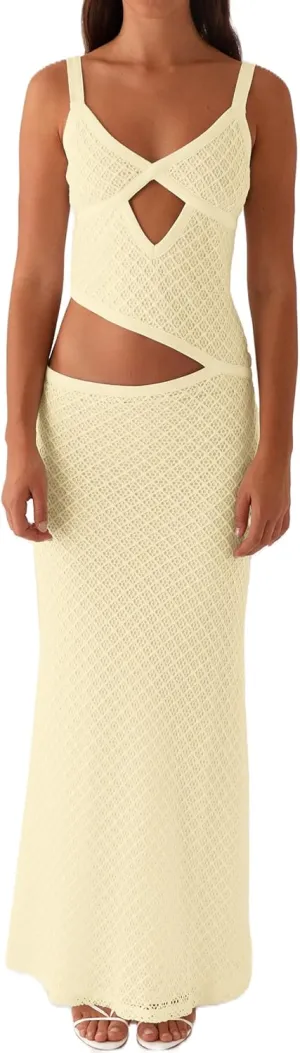 Women Spaghetti Strap Cut Out Maxi Dress Sleeveless V-Neck Backless Hollow Dress Elegant Bodycon Cocktail Dresses