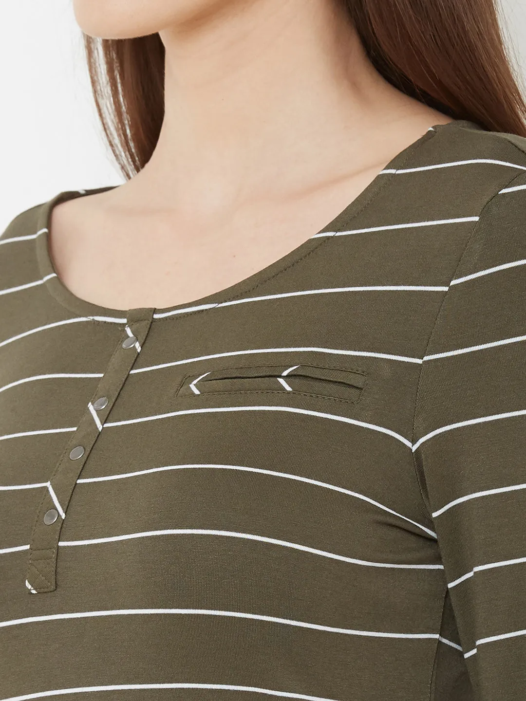 Women Striped Full Sleeves Slim Fit T-Shirt