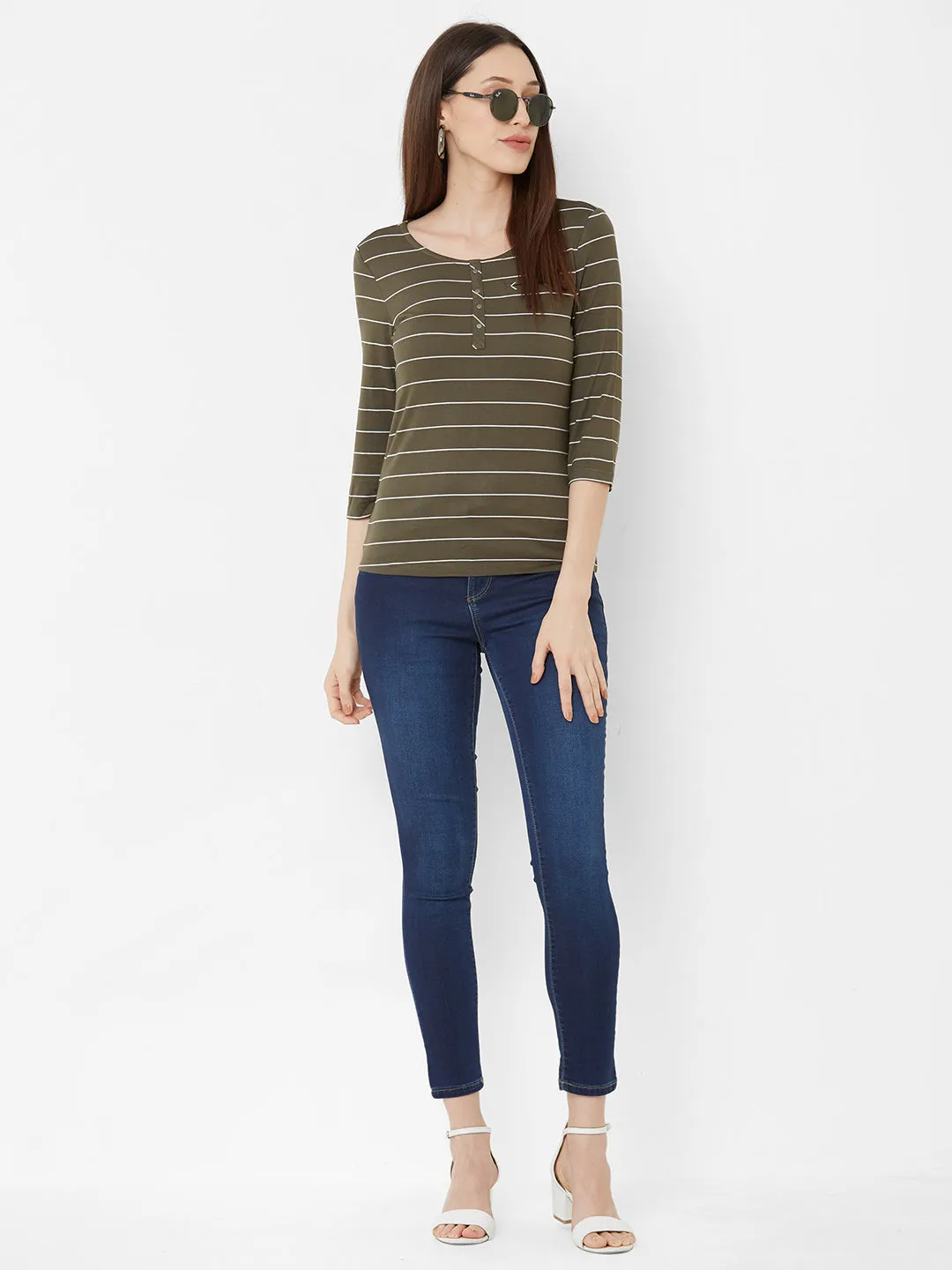 Women Striped Full Sleeves Slim Fit T-Shirt