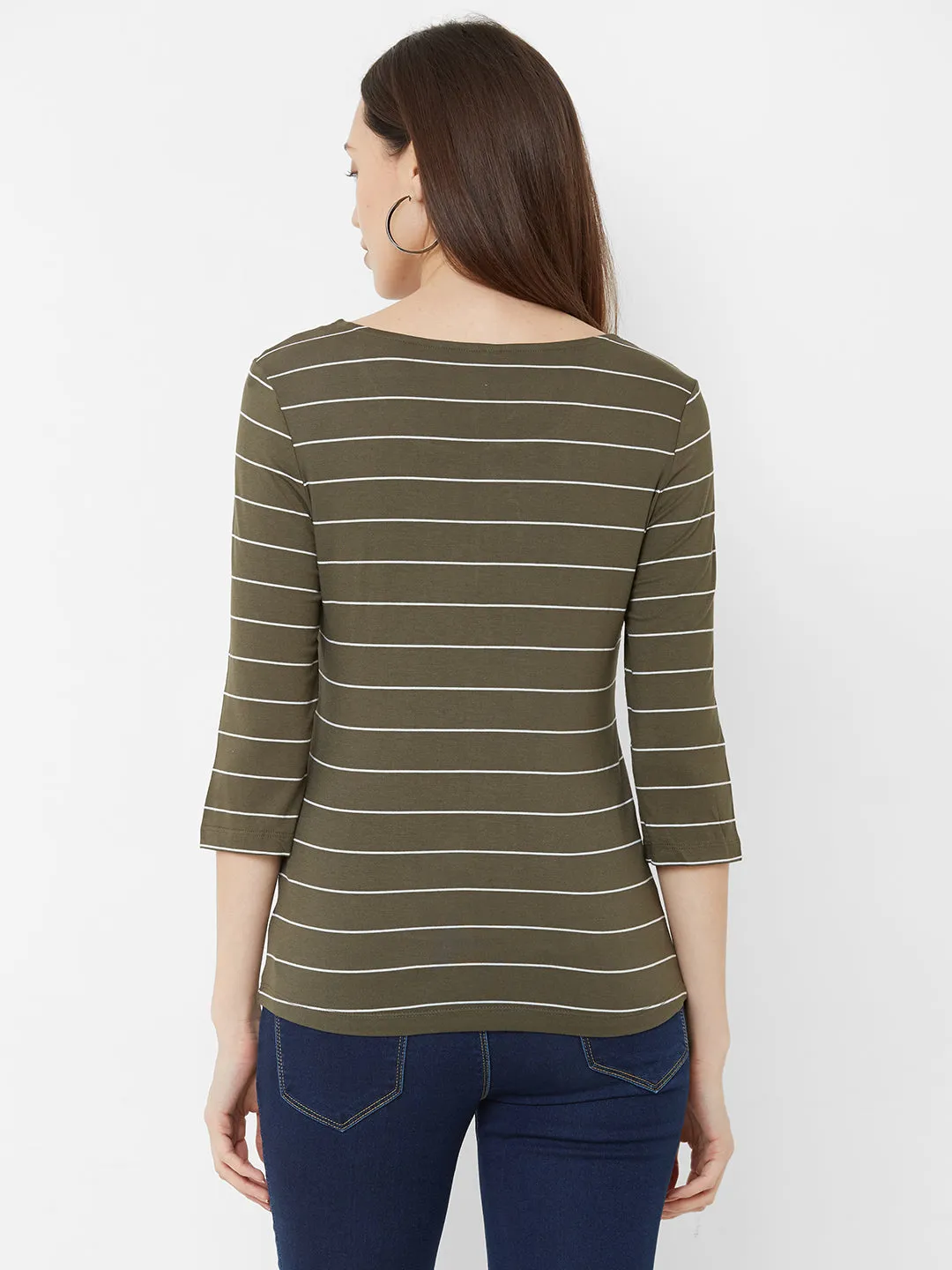Women Striped Full Sleeves Slim Fit T-Shirt