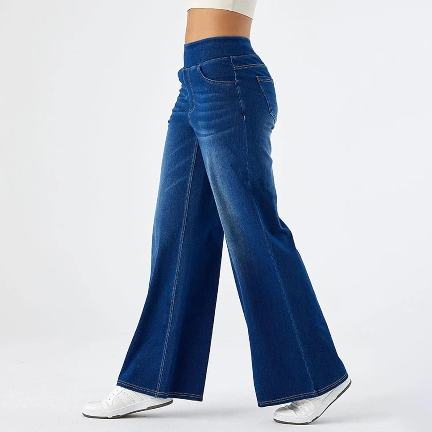 Women Sweatpant Jeans,Sweatpants That Look Like Jeans,High Waisted Stretchy Pull On Wide Leg Denim Pants 2025