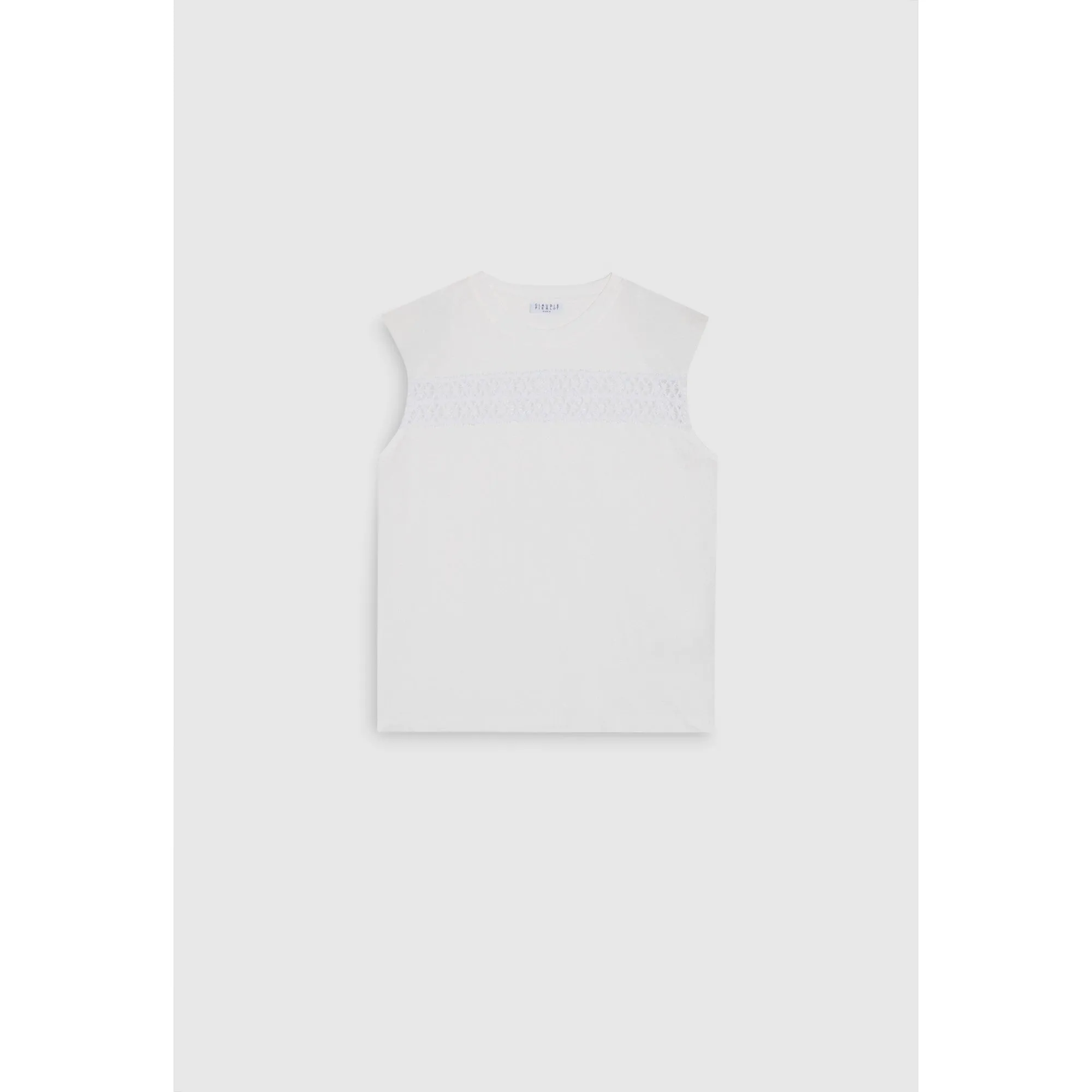 Women T-Shirt Coton Sans Manche - Ecru