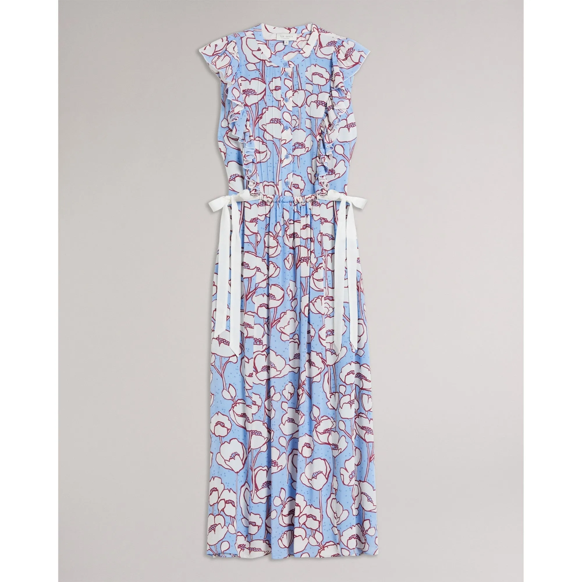 Women Wmd-Tindraa-Sleeveless Frilled Midi Dress - Blue