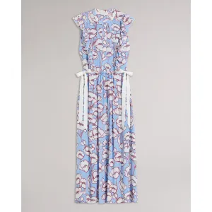 Women Wmd-Tindraa-Sleeveless Frilled Midi Dress - Blue