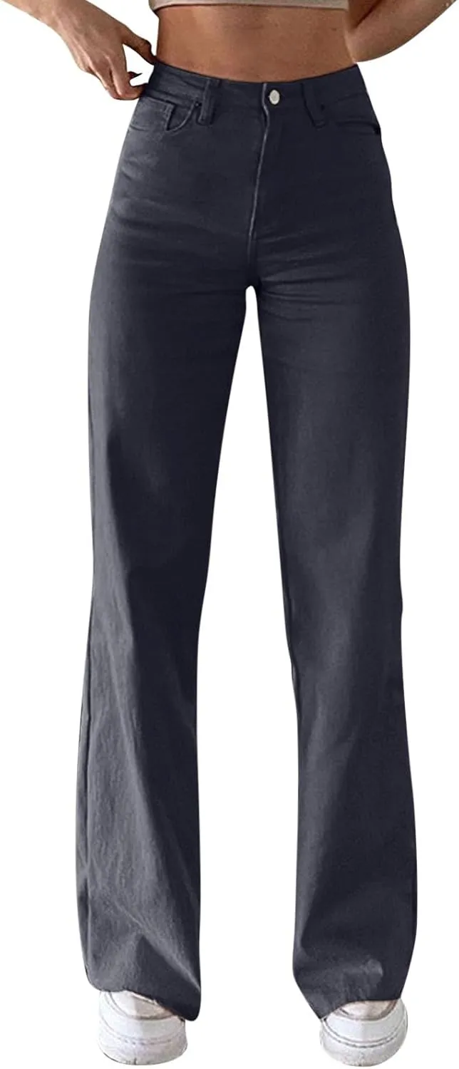 Women's Bell Bottom Jeans Slim Fit High Waisted Straight Pants Stretchy Flare Pants Boyfriend Jeans Fashion Outfits