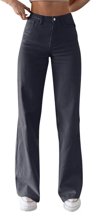 Women's Bell Bottom Jeans Slim Fit High Waisted Straight Pants Stretchy Flare Pants Boyfriend Jeans Fashion Outfits