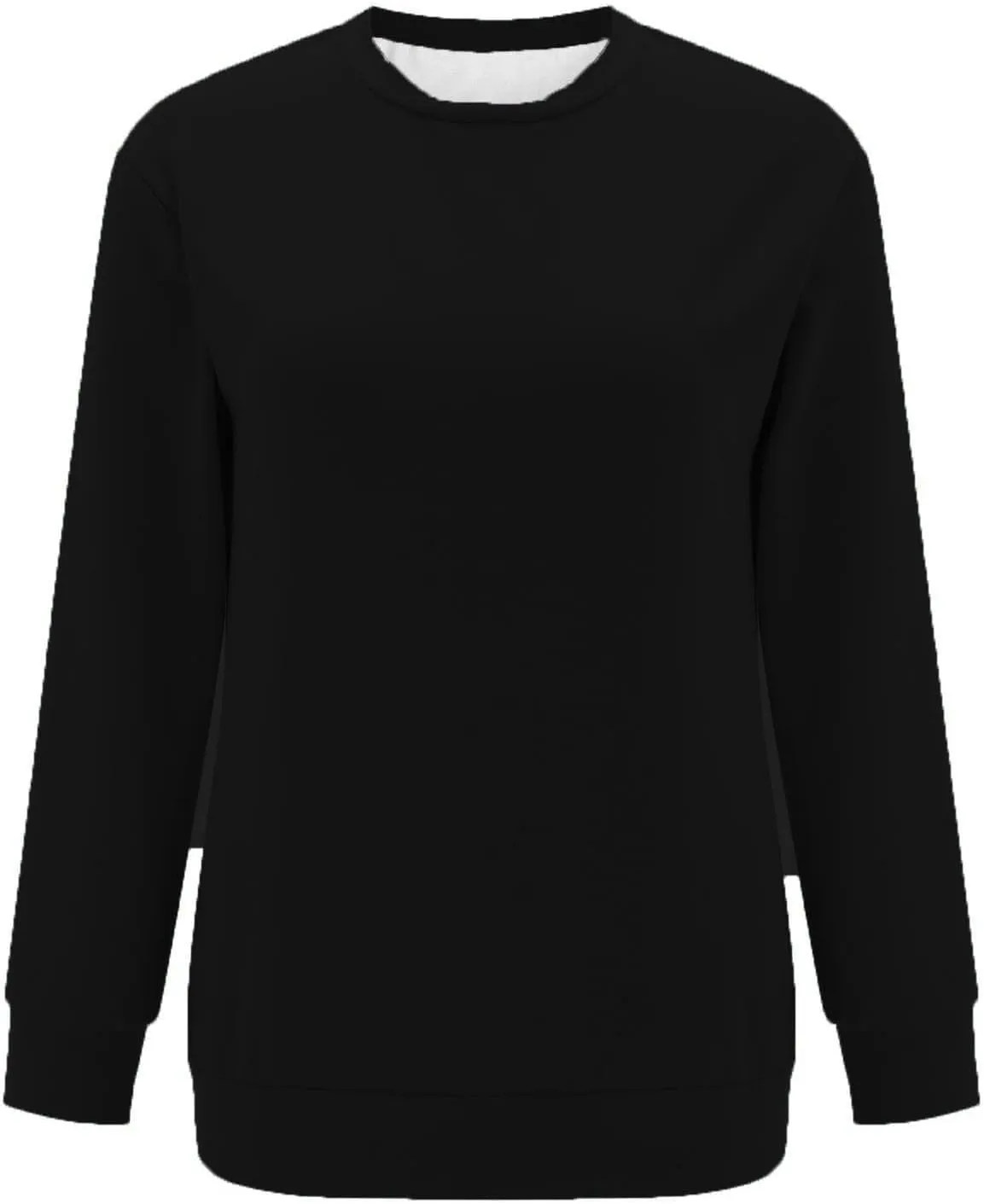 Women's Casual Long Sleeve Shirts Color Block/Solid Blouses Crewneck Sweatshirts Cute Loose Fit Pullovers Tops with Pockets