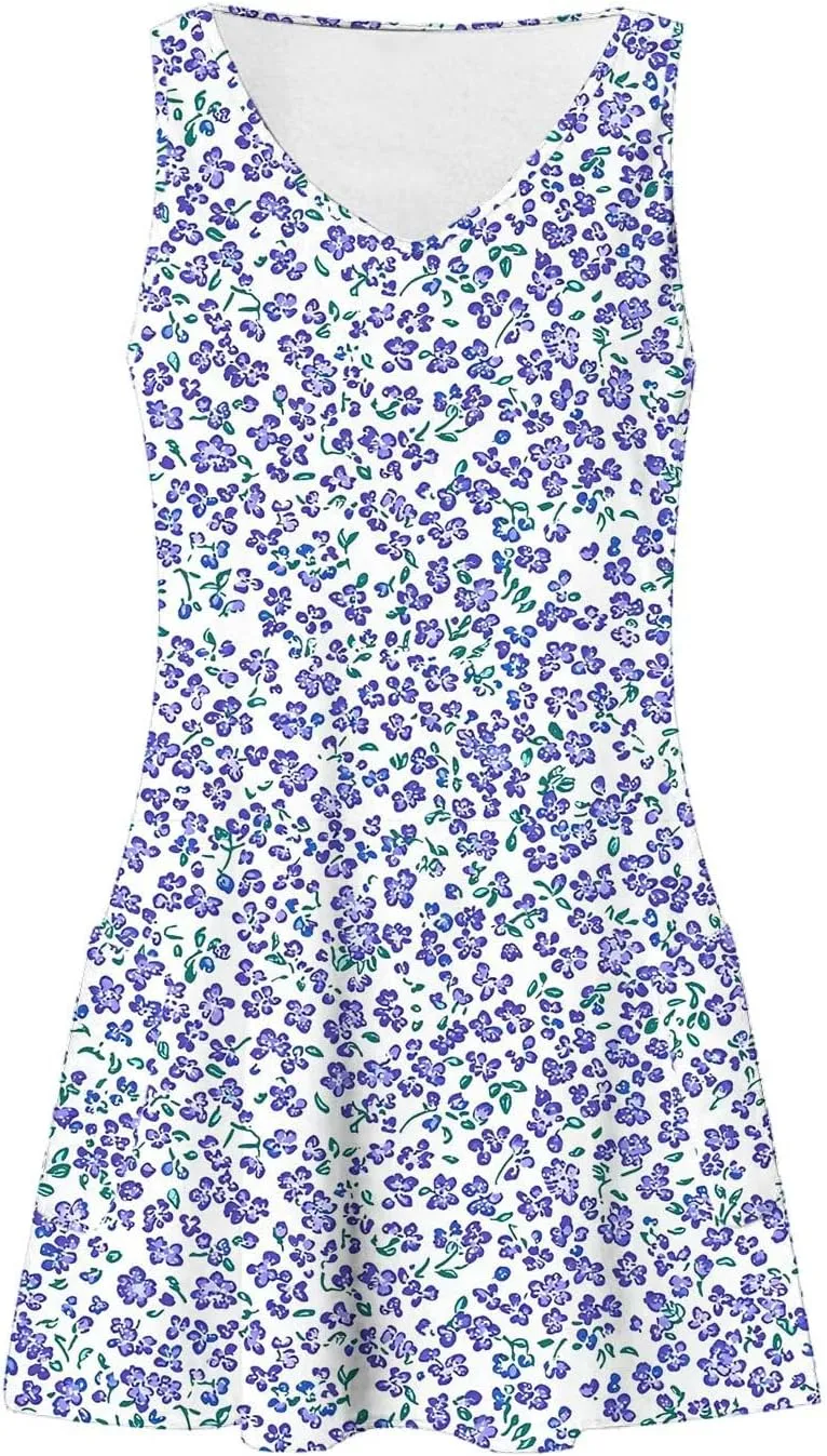 Womens Casual Summer Short Dresses Floral Printed Sleeveless V Neck Spring Dress Mini Dress 2025