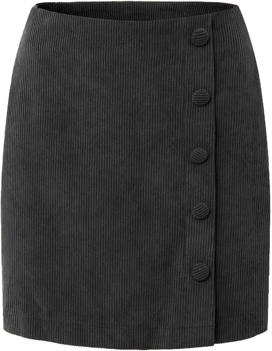 Womens Corduroy High Waist Button Front Skirts A Line Slim Solid Single Breasted Zipper Skirts for Fall Winter Spring