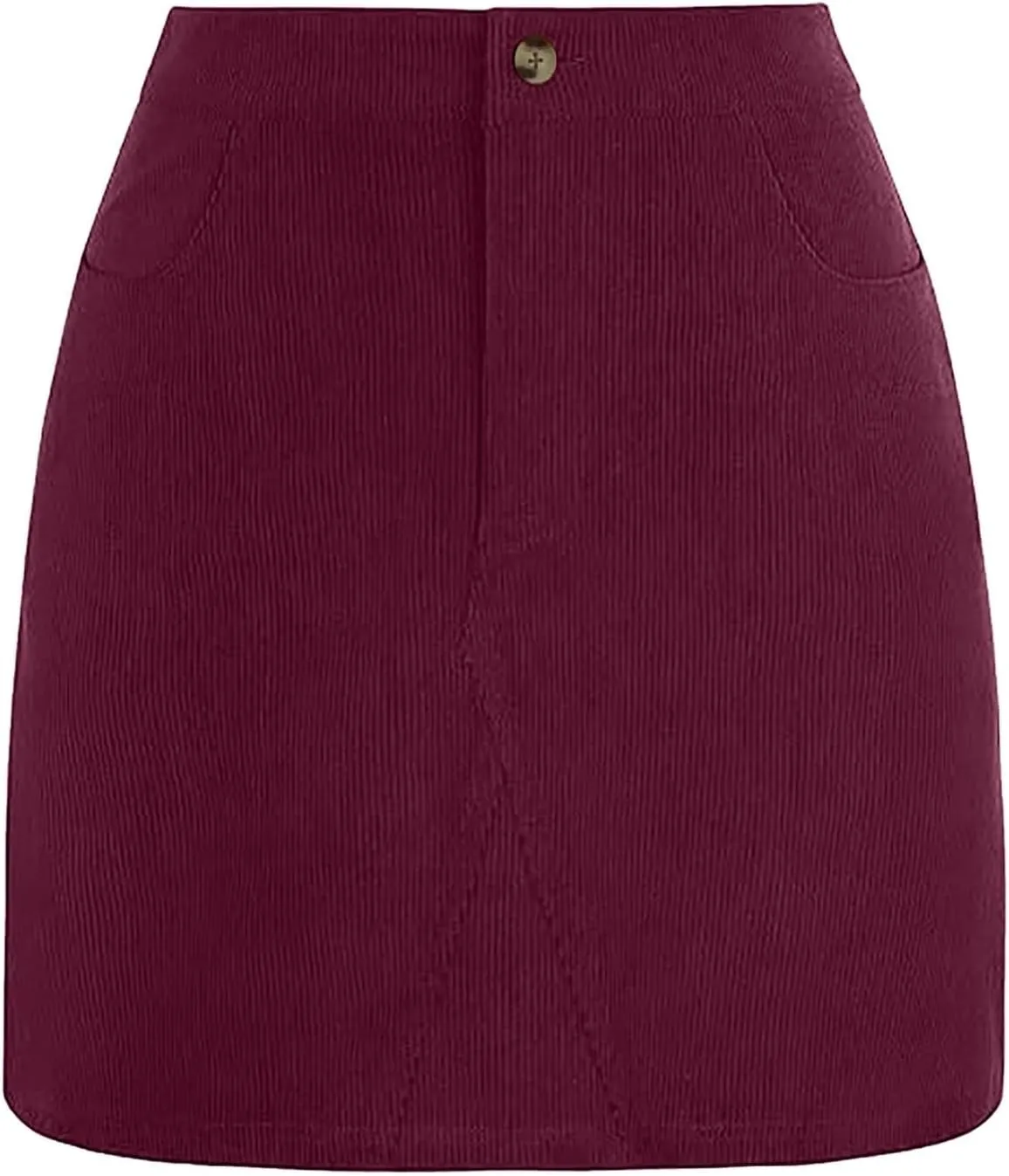 Women's Corduroy Mini Skirt with Pockets Casual High Waisted Button Slim Fit Skirts A-line Bodycon Short Pencil Skirts