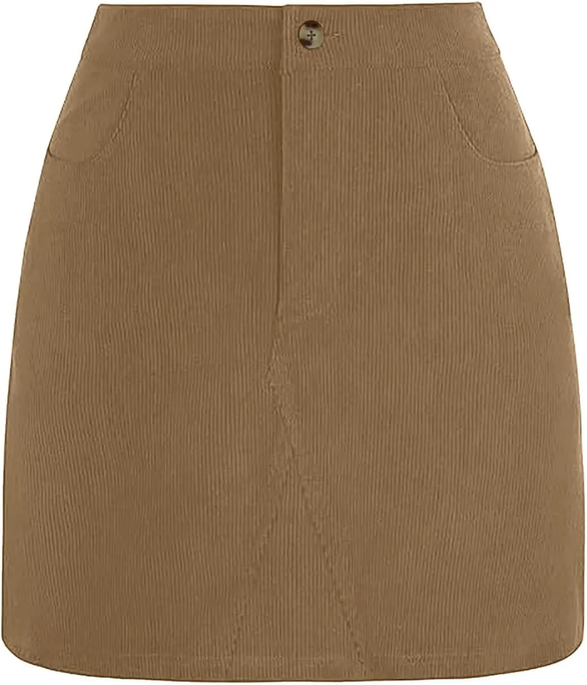 Women's Corduroy Mini Skirt with Pockets Casual High Waisted Button Slim Fit Skirts A-line Bodycon Short Pencil Skirts