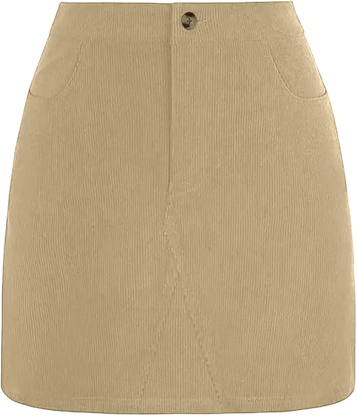 Women's Corduroy Mini Skirt with Pockets Casual High Waisted Button Slim Fit Skirts A-line Bodycon Short Pencil Skirts