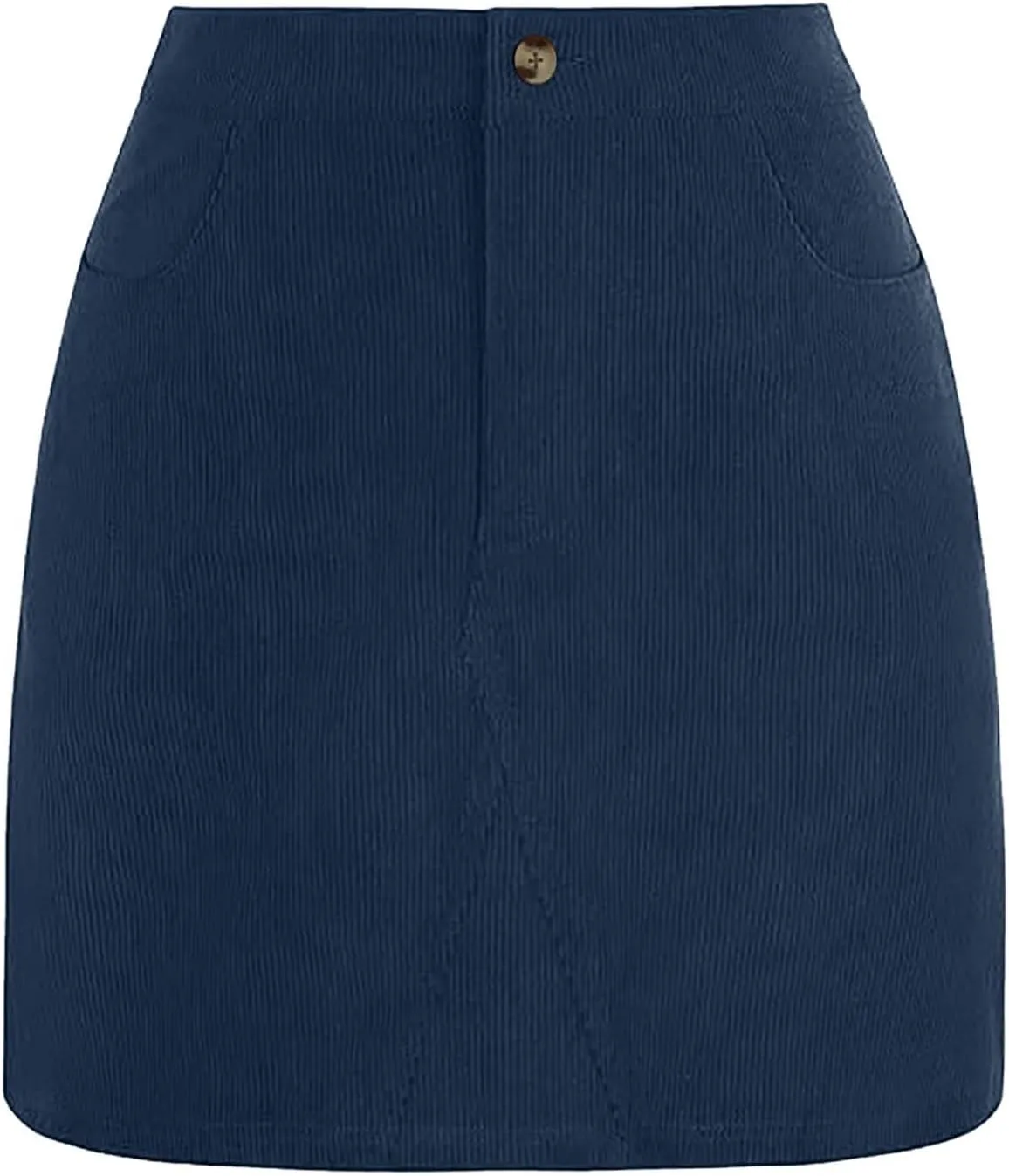 Women's Corduroy Mini Skirt with Pockets Casual High Waisted Button Slim Fit Skirts A-line Bodycon Short Pencil Skirts