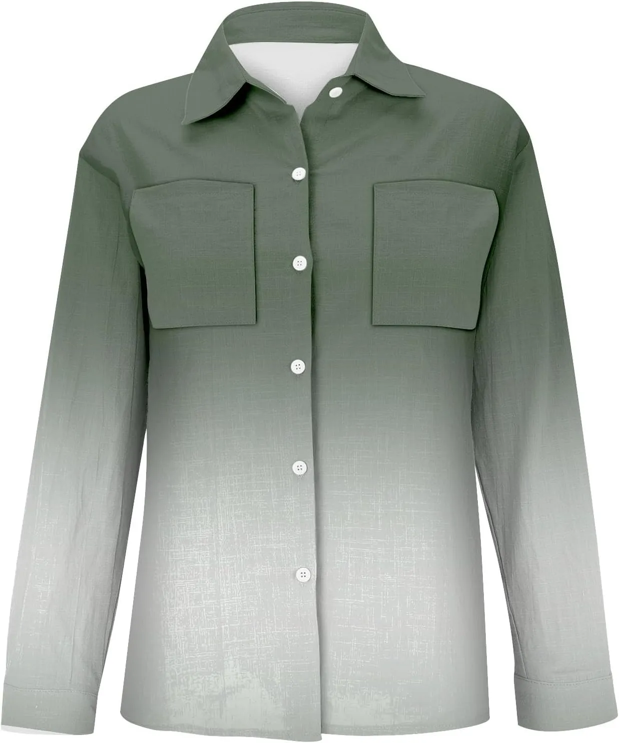 Womens Dressy Linen Shirts Casual Long Sleeve Tops V-Neck Vintage Blouses Loose Fit Work Shirts Trendy Business Tops