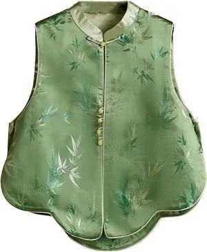 Women's Elegant Satin Blouse Breathable Sleeveless Short Vest with Asymmetric Hem Wedding Guest Top for Casual Wear