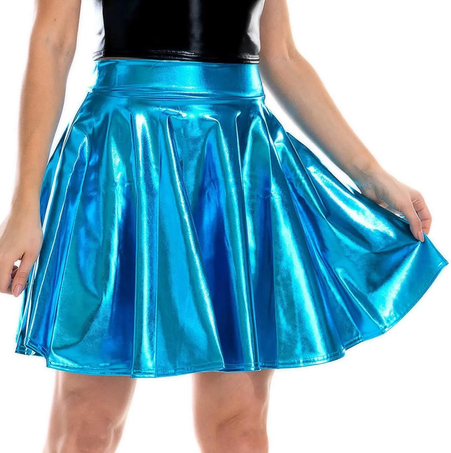 Women's Fashion Mini Elastic Pleated Skirts High Waist School Uniform Skater Short Skirts