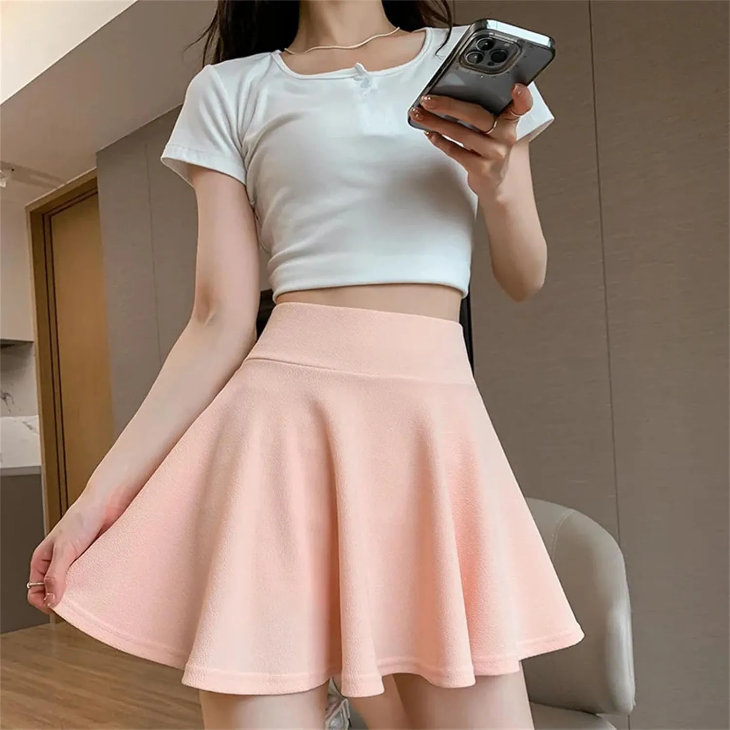 Women's Fashion Mini Skirts Elastic Pleated High Waist Tennis Skirts Summer Holiday Beach Skirt