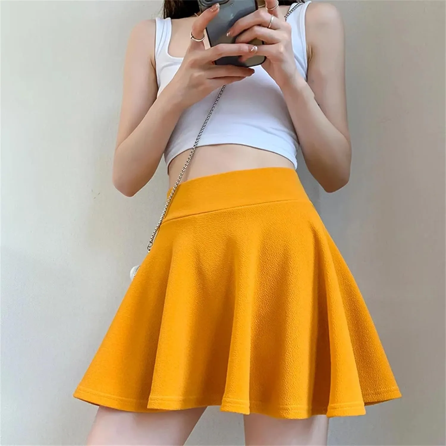 Women's Fashion Mini Skirts Elastic Pleated High Waist Tennis Skirts Summer Holiday Beach Skirt