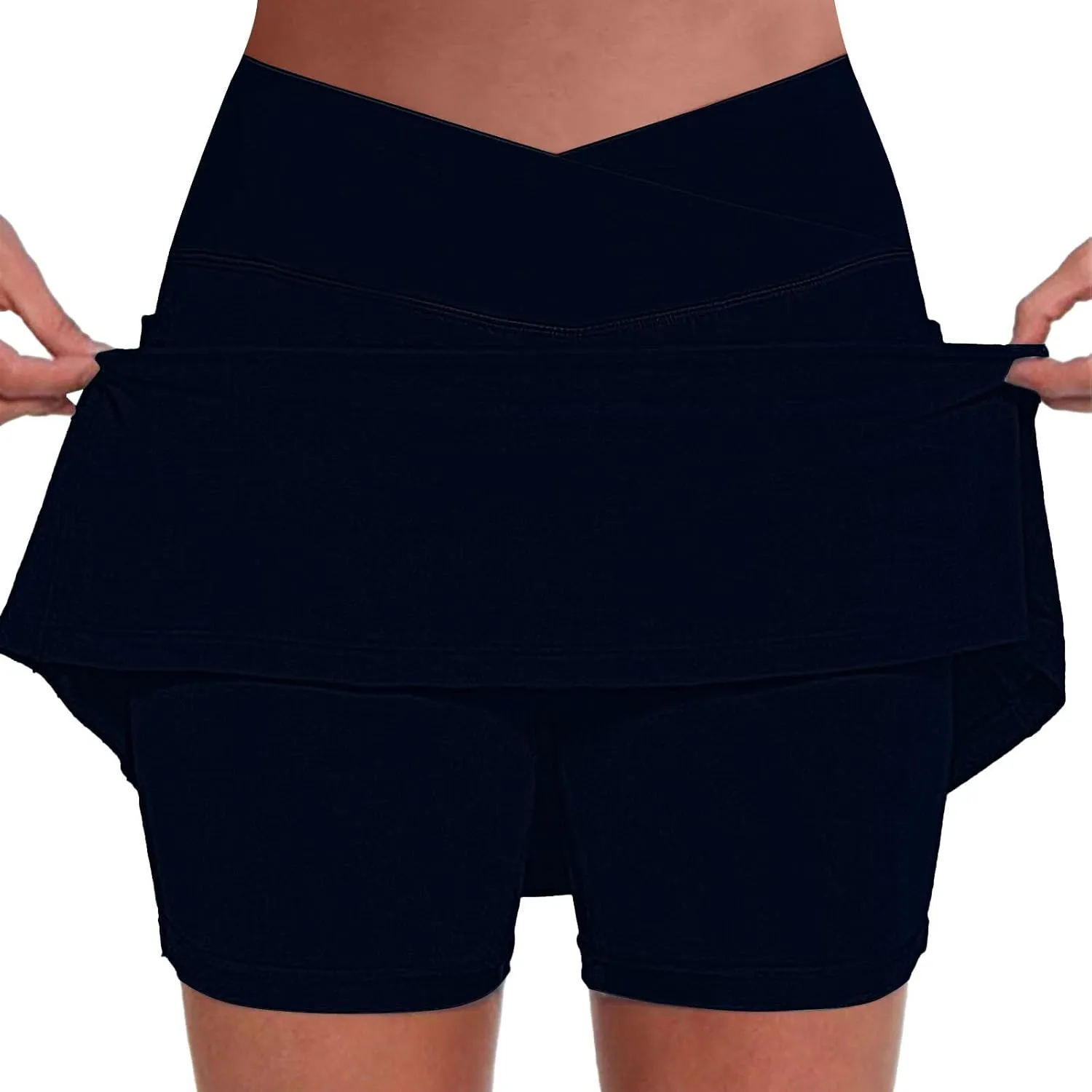 Womens Golf Pleated Tennis Skirts Solid Color Style Culottes Skinny Mid Waisted Athletic Sport Fashion Short Skirts