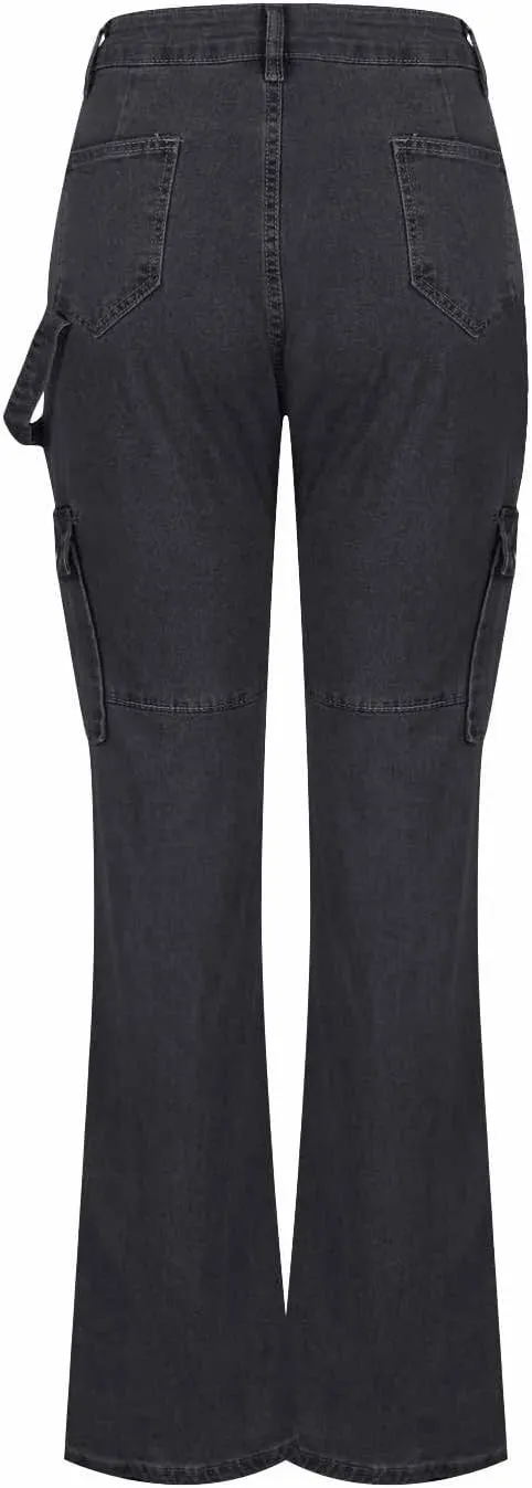 Women's High Waist Butt Lifting Jeans Boyfriend Jeans Stretch Skinny Jean Trendy Cargo Jeans Pants Multiple Pockets