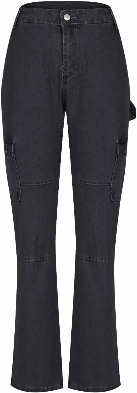 Women's High Waist Butt Lifting Jeans Boyfriend Jeans Stretch Skinny Jean Trendy Cargo Jeans Pants Multiple Pockets