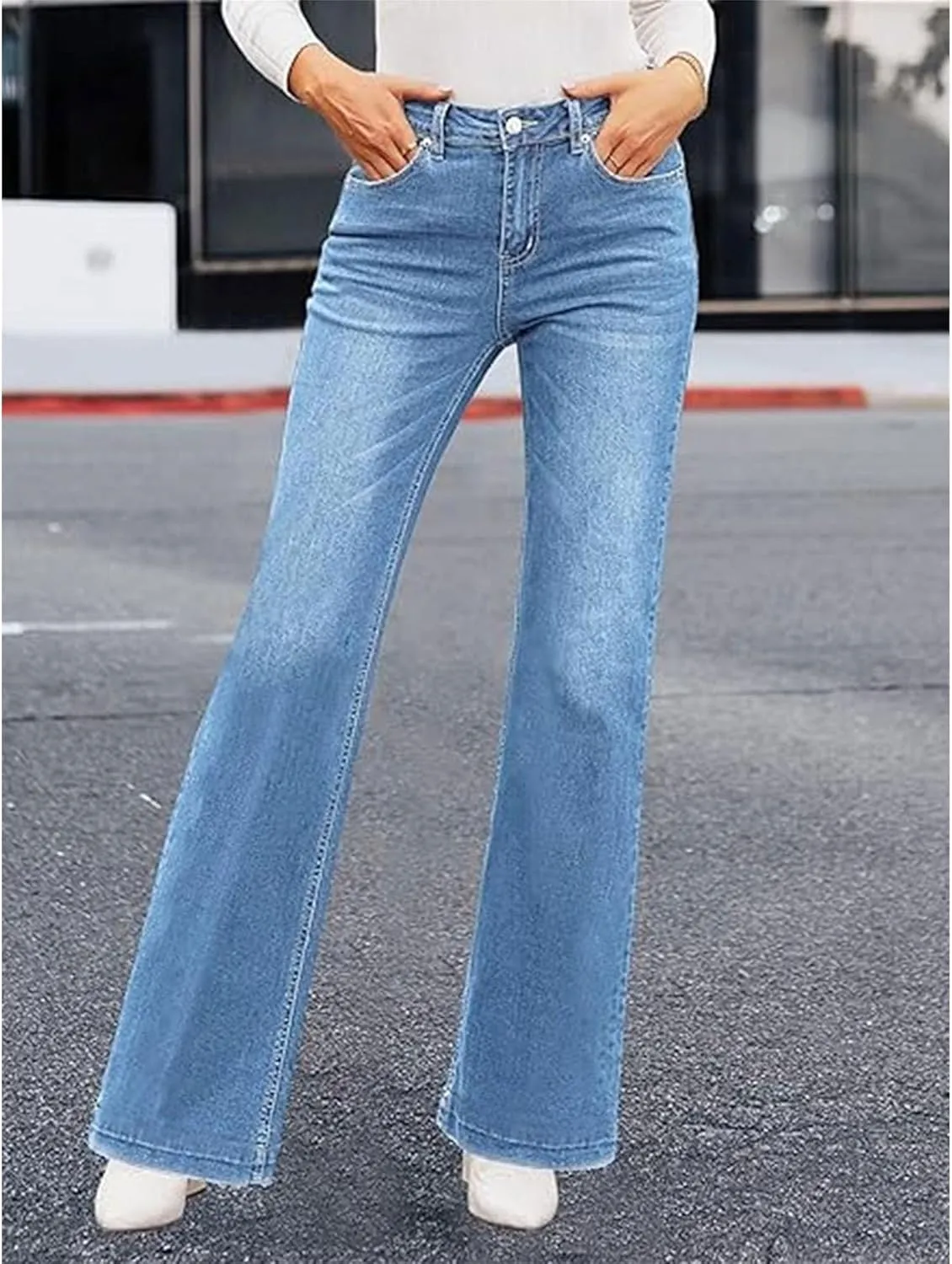 Womens High Waisted Jeans Womens Wide Leg Jeans Flare Wide Leg Jean for Women Stretch Denim Pants