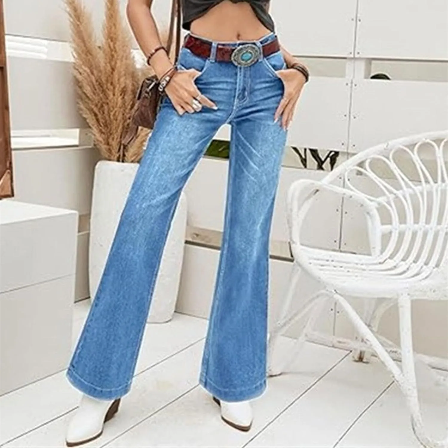 Womens High Waisted Jeans Womens Wide Leg Jeans Flare Wide Leg Jean for Women Stretch Denim Pants