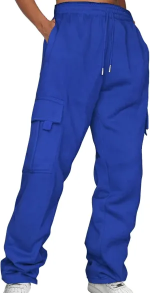 Womens High Waisted Sweatpants Elastic Waist Casual Loose Foot Fleece Sweatpants High Waisted Athletic Joggers