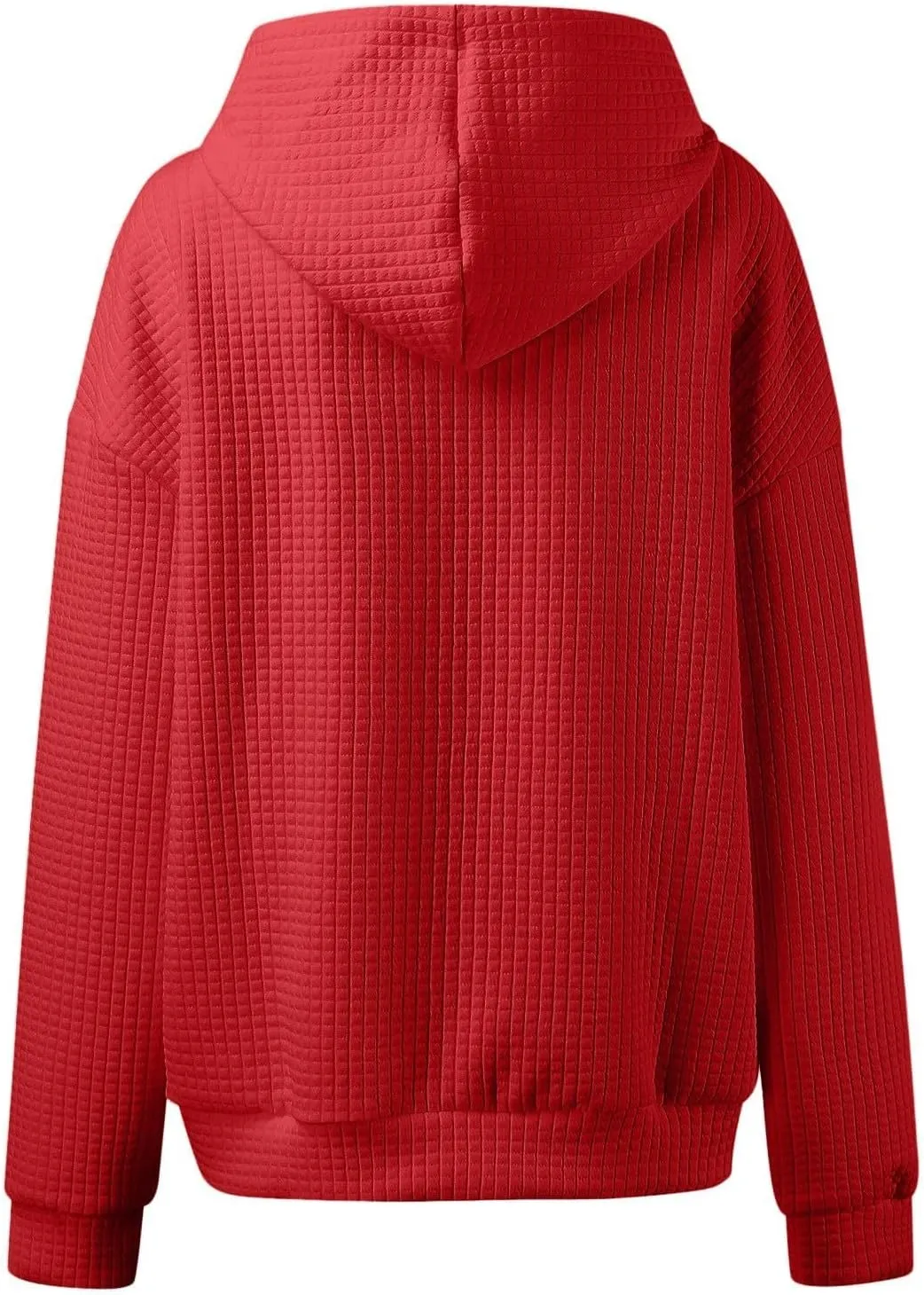 Womens Hoodies Waffle Knit Pullover Tops Loose Hoodie Casual Long Sleeve Drawstring Sweatshirt with Kangaroo Pocket