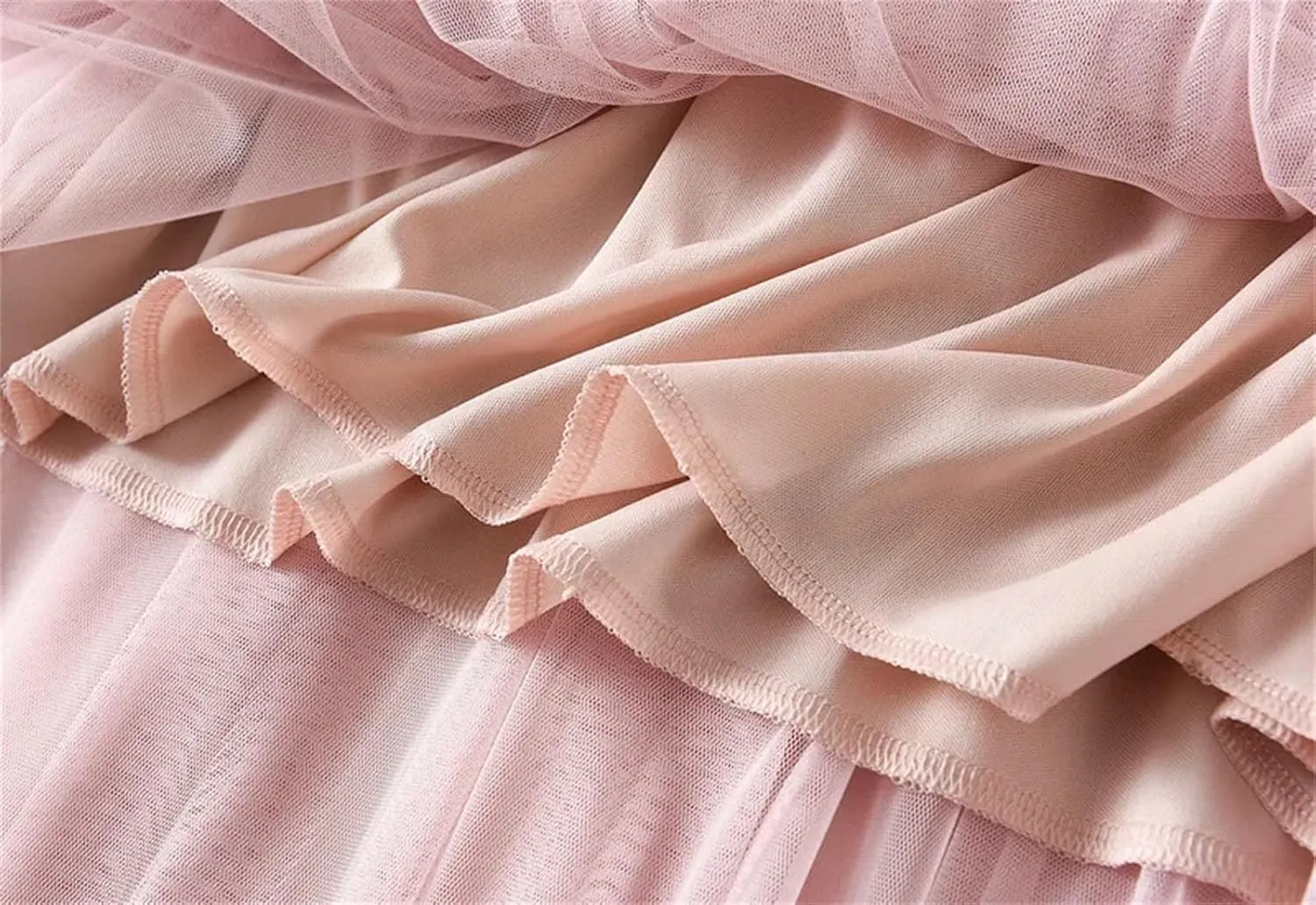 Women's Irregular Beaded Tulle Skirts Summer Korean High Waist Mesh Pleated Midi Skirts