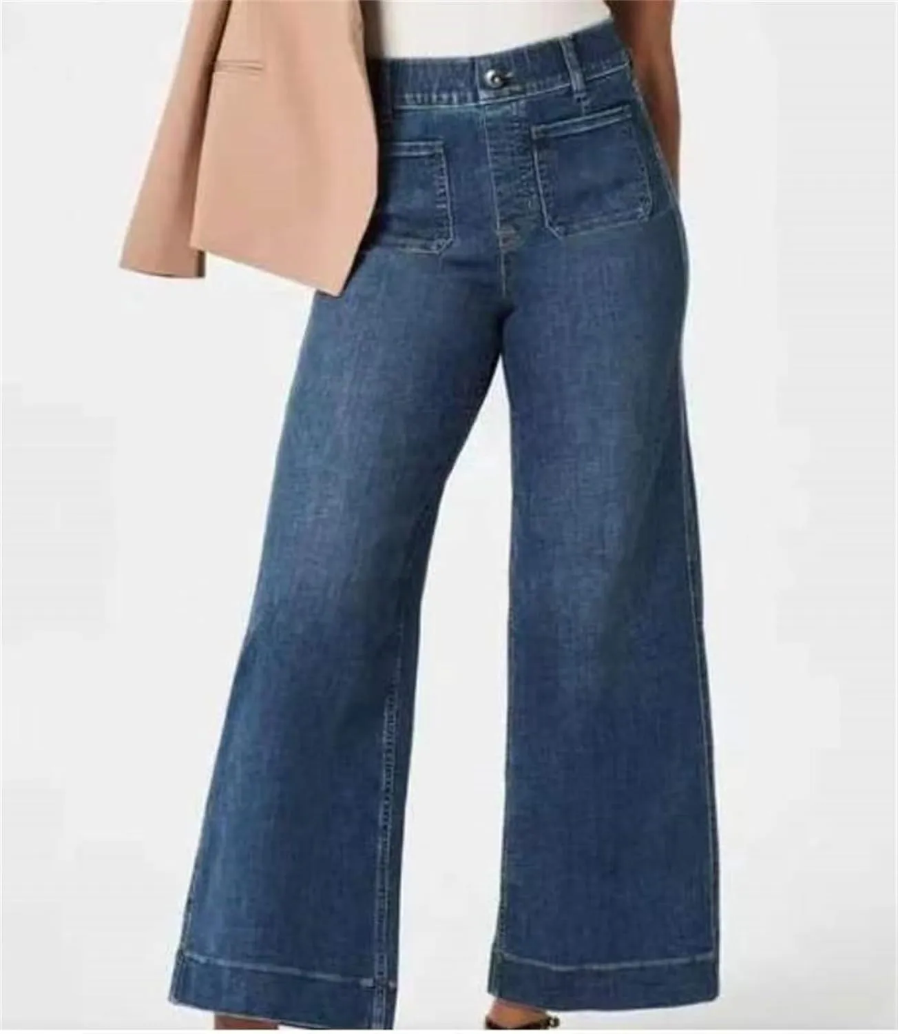 Womens Jeans High Waisted Wide Leg Flare Cropped Denim Jeans Straight Leg Stretch Jean Capris Casual Trendy Ankle Pant