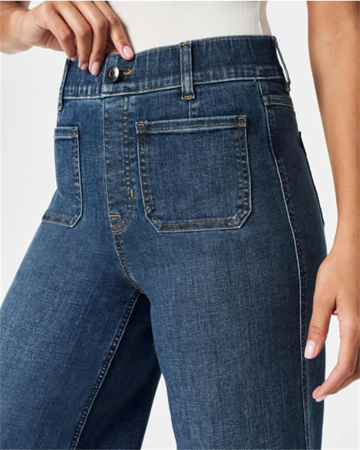 Womens Jeans High Waisted Wide Leg Flare Cropped Denim Jeans Straight Leg Stretch Jean Capris Casual Trendy Ankle Pant