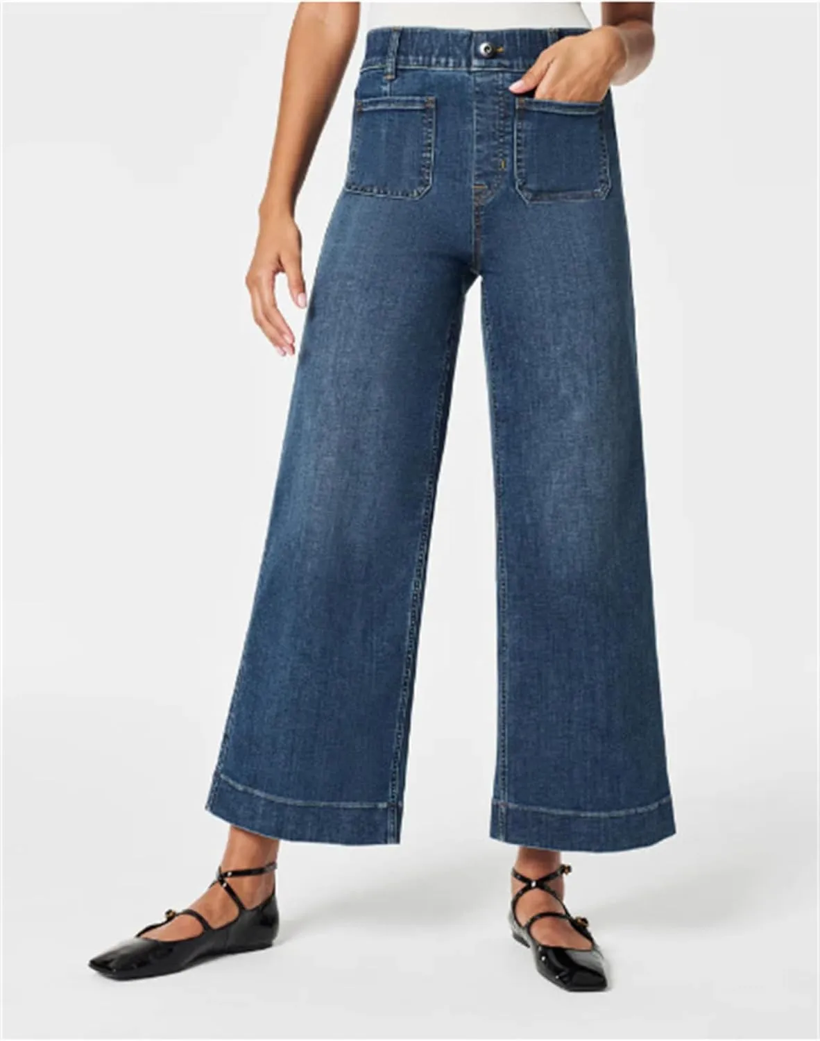 Womens Jeans High Waisted Wide Leg Flare Cropped Denim Jeans Straight Leg Stretch Jean Capris Casual Trendy Ankle Pant