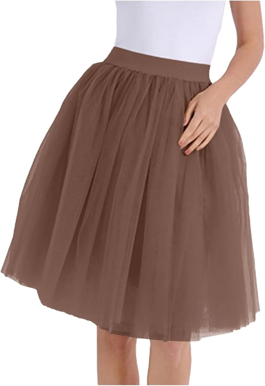 Women's Layered Tulle Mini Tutu Skirt High Elastic Waist A-Line Mesh Fluffy Skirts Pleated Prom Paraty Swing Skirt