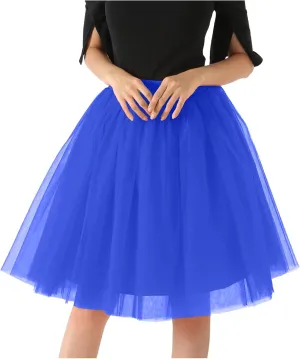 Women's Layered Tulle Mini Tutu Skirt High Elastic Waist A-Line Mesh Fluffy Skirts Pleated Prom Paraty Swing Skirt