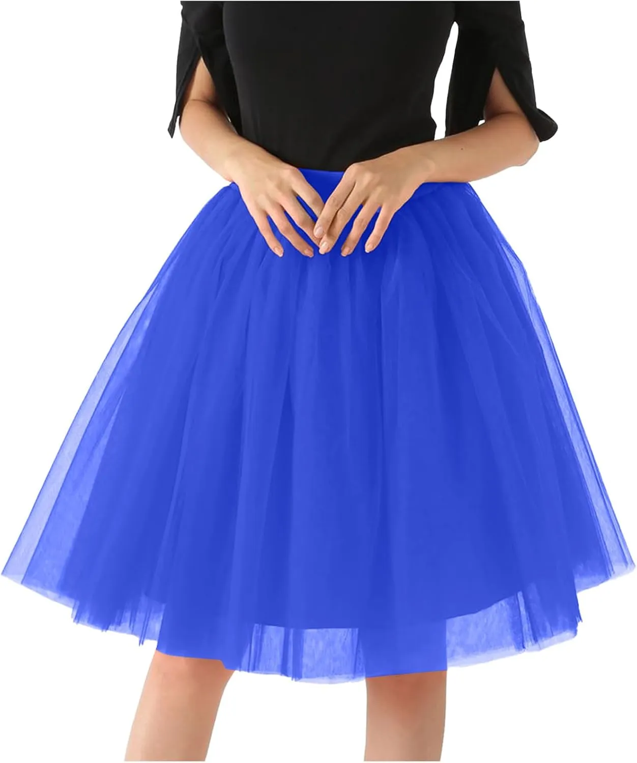 Women's Layered Tulle Mini Tutu Skirt High Elastic Waist A-Line Mesh Fluffy Skirts Pleated Prom Paraty Swing Skirt