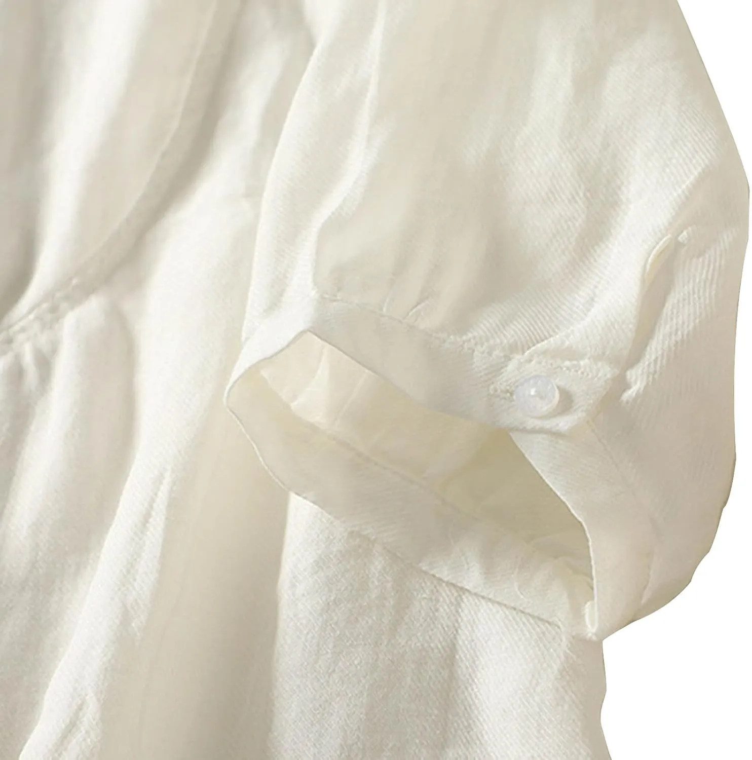 Women's Linen Shirts Cotton Trendy Casual Solid Crewneck 3/4 Sleeve Blouses Button Loose Summer Beach T Shirt 2025