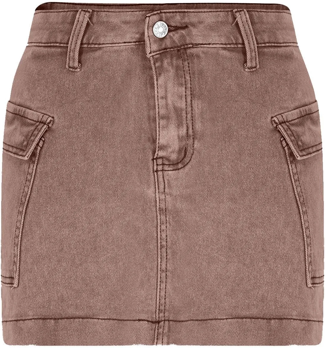 Women's Low Waist Button Bodycon Mini Cargo Denim Skirt with Pocket 2025 Summer Trendy Stretchy Short Pencil Skirts