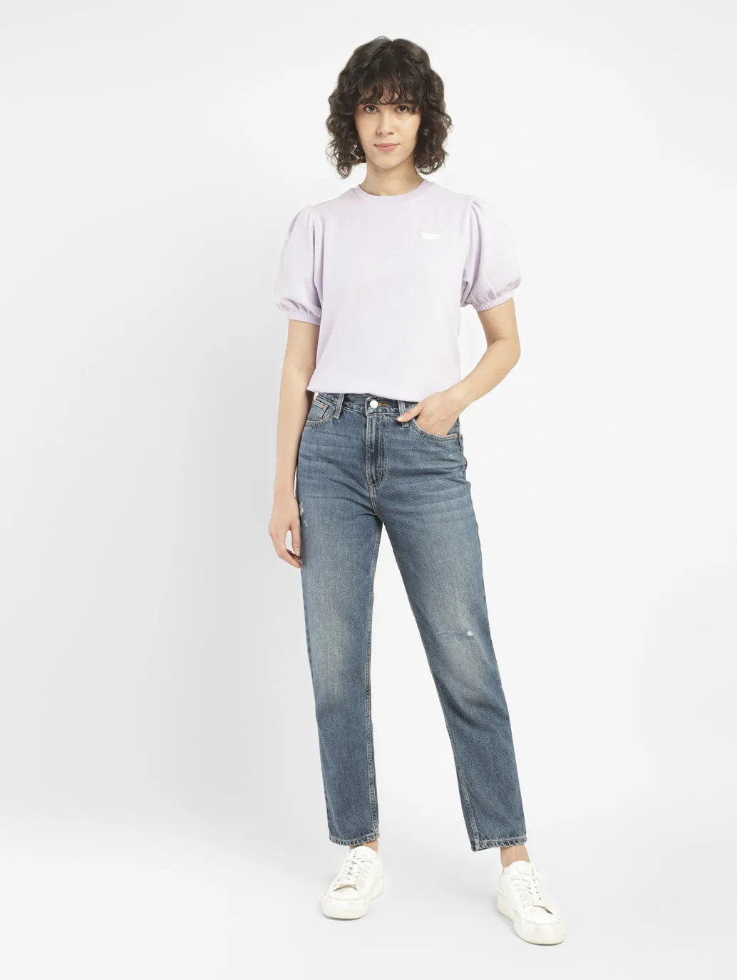 Women's Mid Rise Mom Loose Fit Jeans