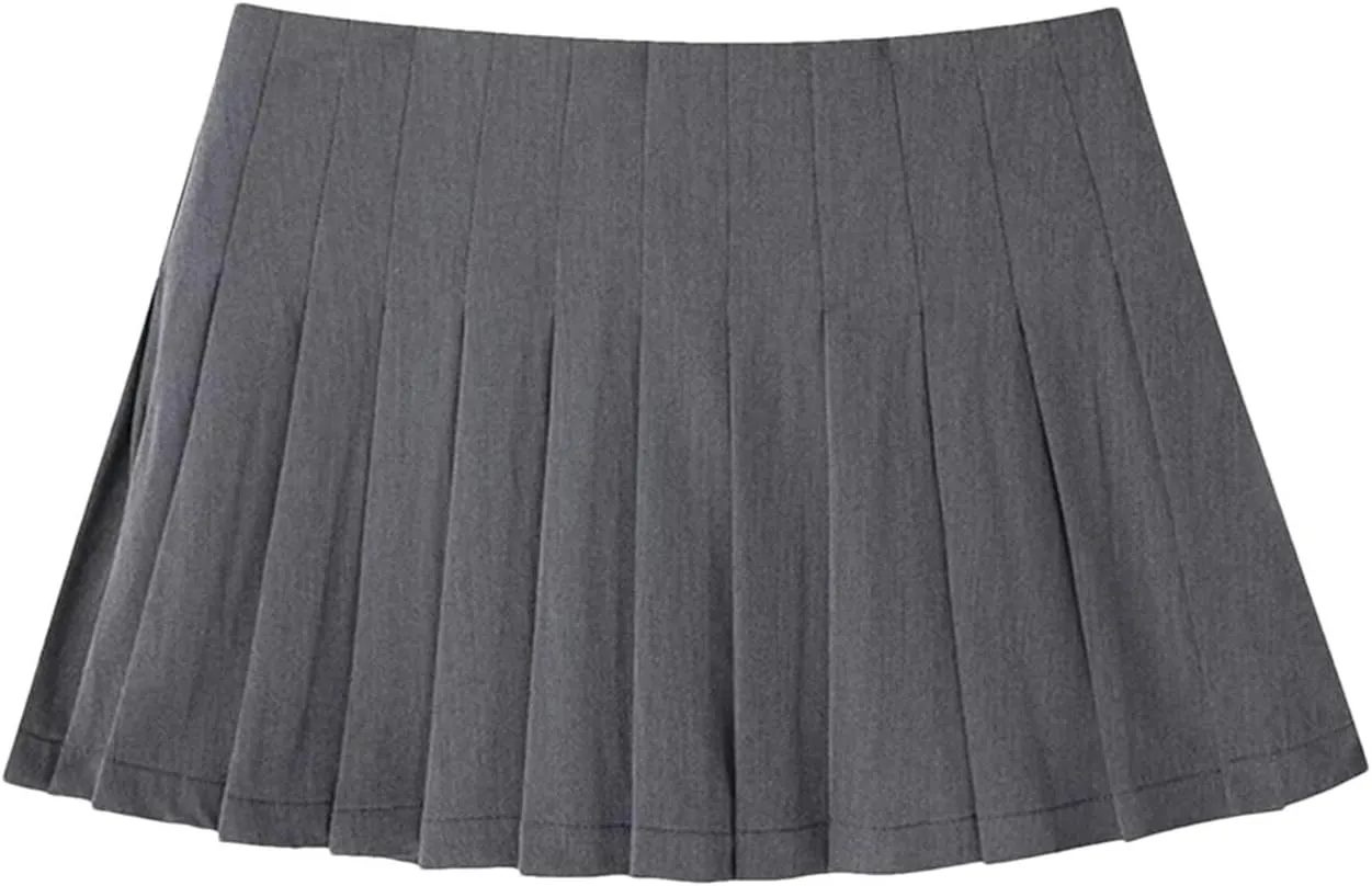 Women's Mini Skirts Casual Office Solid Pleated Side Zipper Sexy High Waist Short Skirts