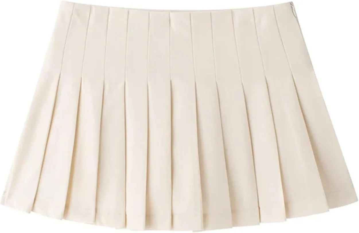 Women's Mini Skirts Casual Office Solid Pleated Side Zipper Sexy High Waist Short Skirts