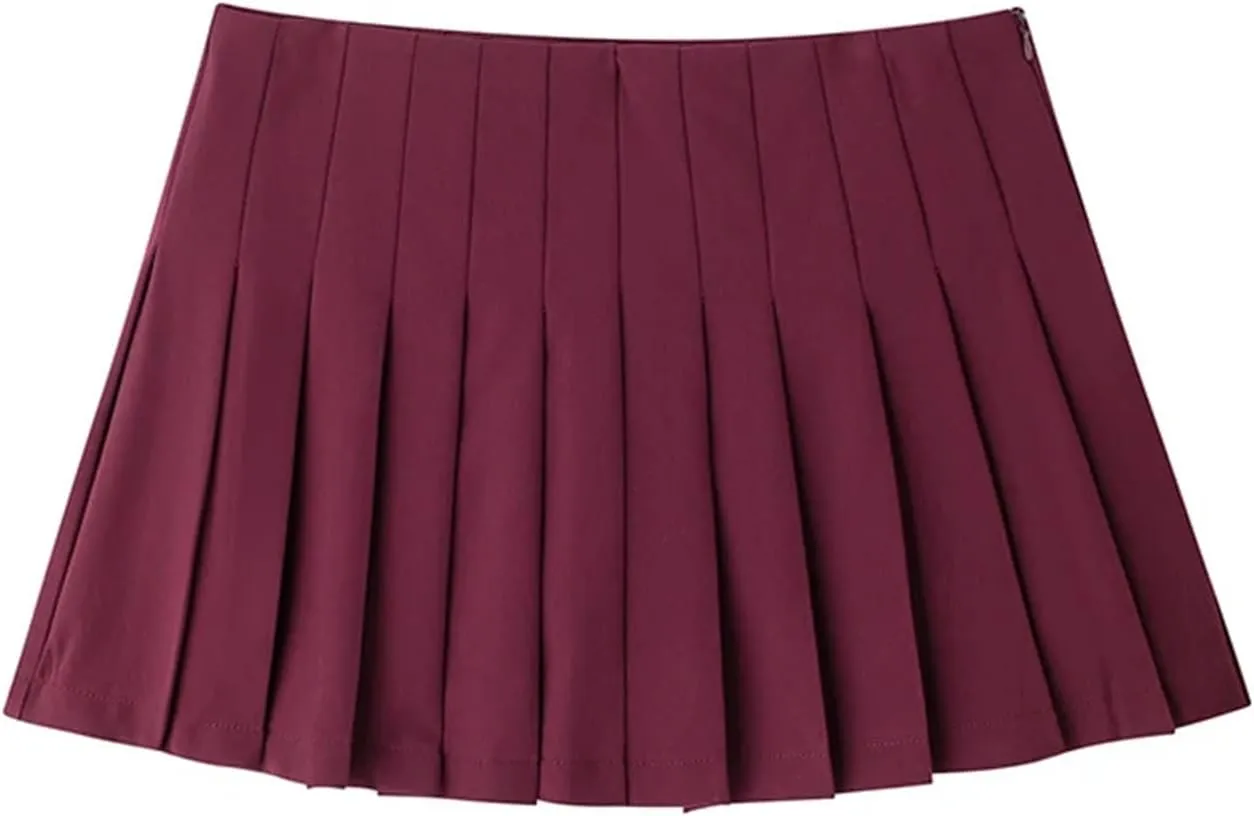 Women's Mini Skirts Casual Office Solid Pleated Side Zipper Sexy High Waist Short Skirts