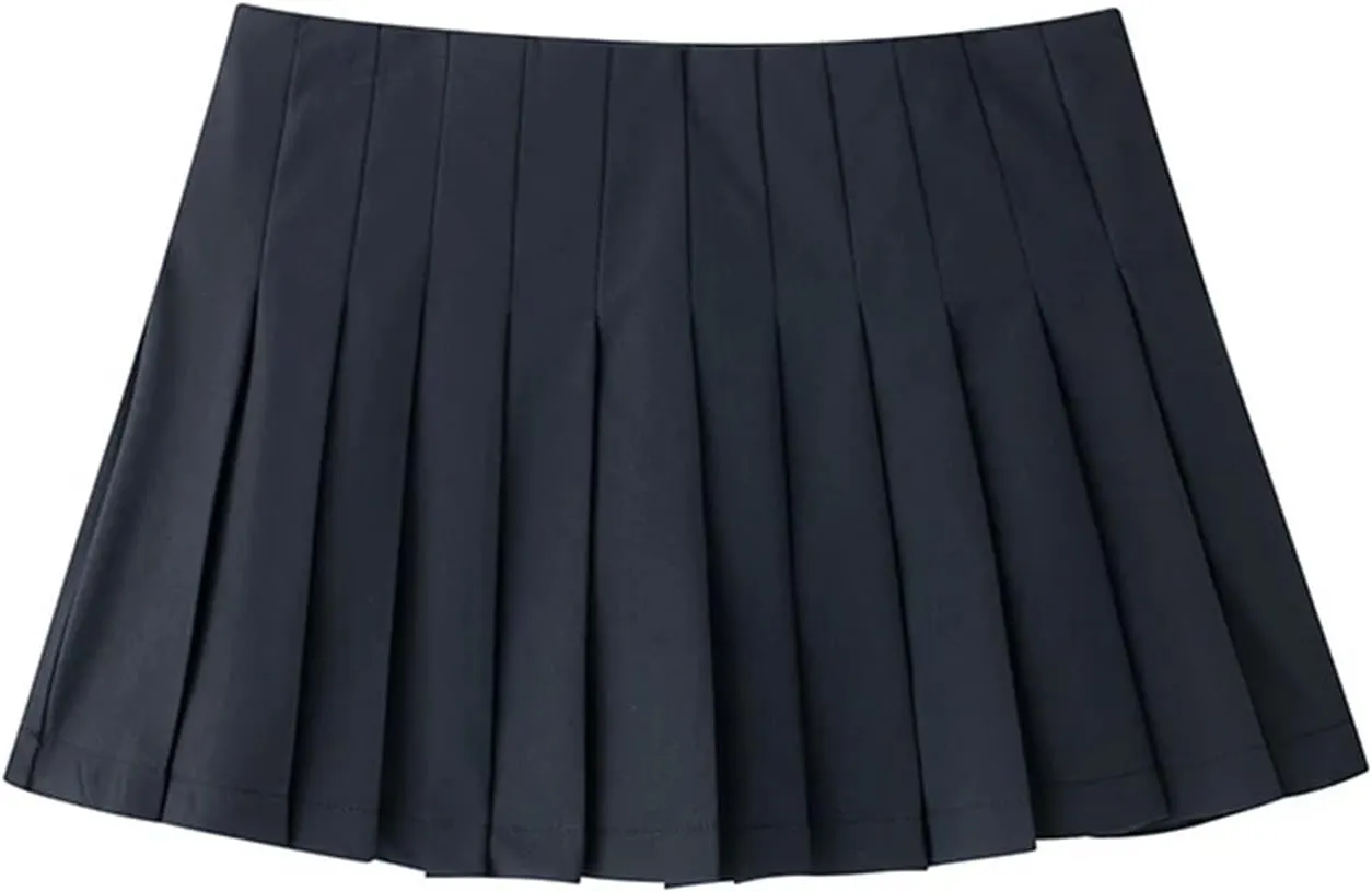 Women's Mini Skirts Casual Office Solid Pleated Side Zipper Sexy High Waist Short Skirts