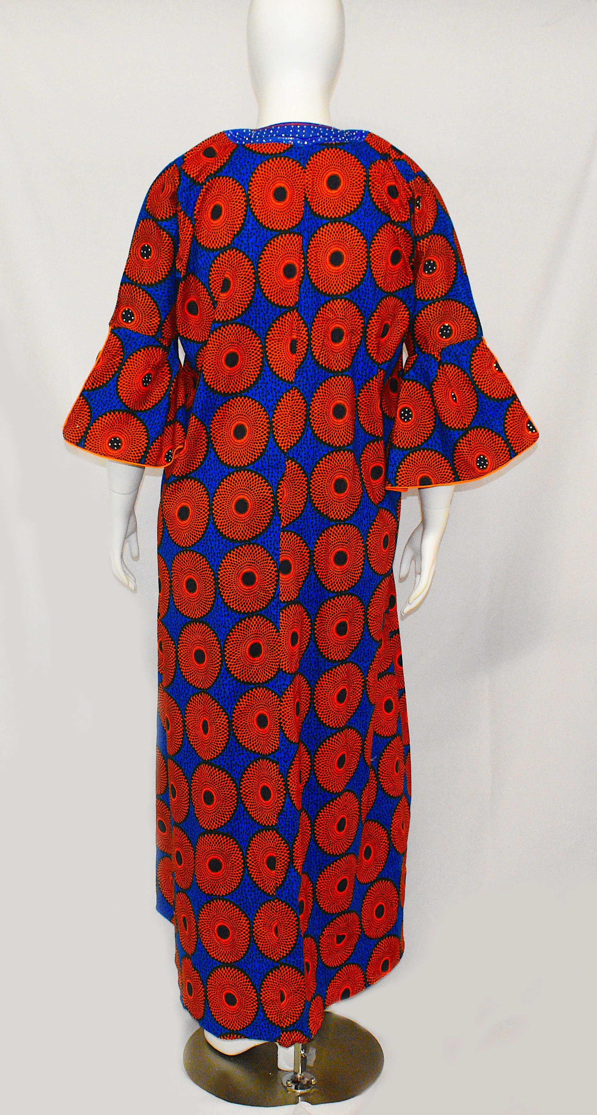 Women's Orange Royal Long Sleeve Dress