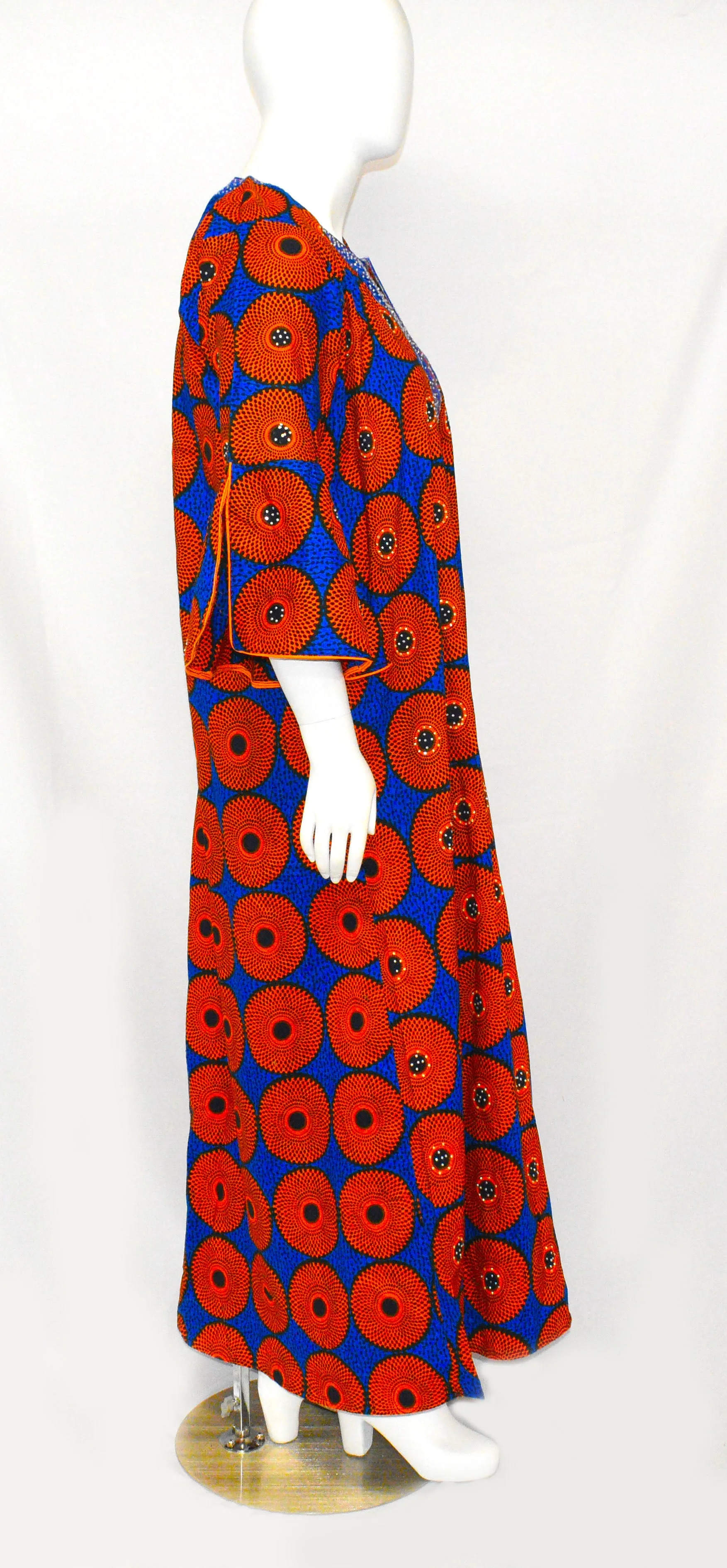 Women's Orange Royal Long Sleeve Dress