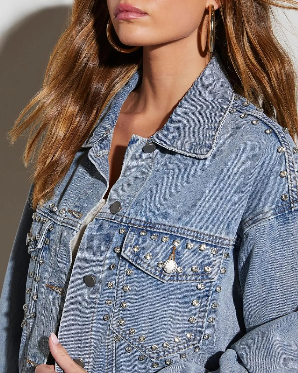Womens Pearls Beading Denim Jackets Ripped Denim Jacket Embellished Stars Jean Coat Bridal Jacket