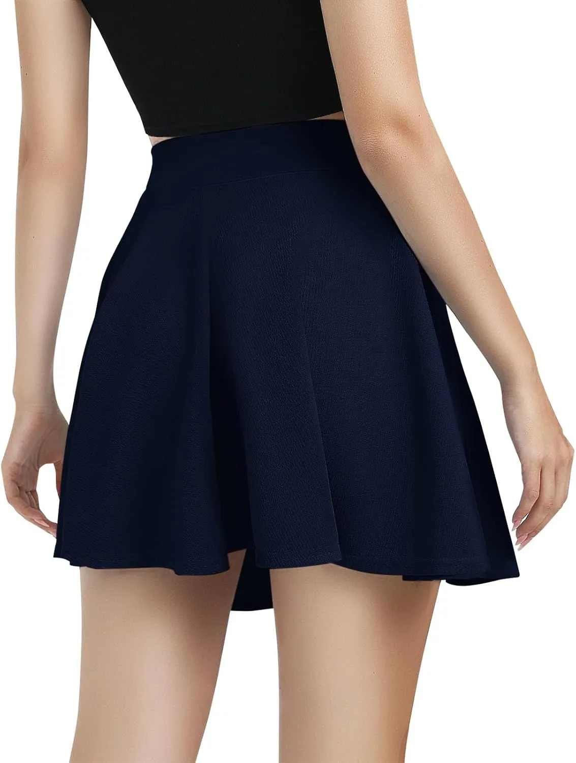 Women's Pleated Mini Skater Skirt Stretch Basic School Cheerleader Tennis Skirt Comfy Casual Uniform 2025 Summer