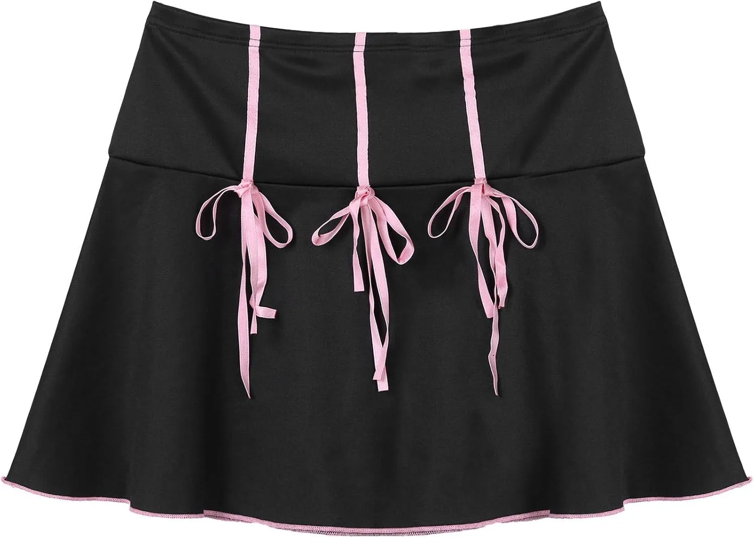 Women's Pleated Mini Skirts High Waist Casual Short Skirts Bowknot Harajuku Goth Skirt